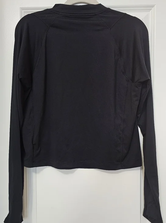 Mountain Hardwear Cropped Athletic Top Women’s Large Black Long Sleeve Shirt - Picture 2 of 6